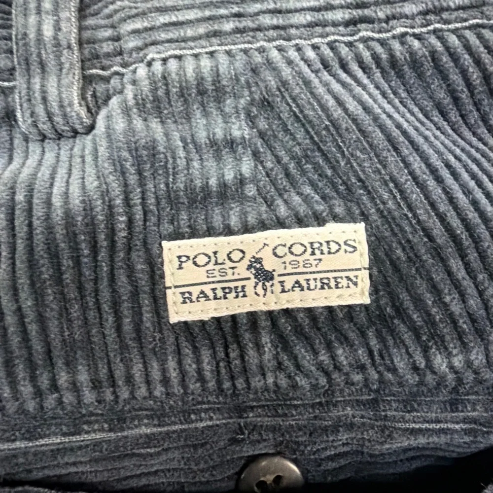 Polo Ralph Lauren Cords Gray Corduroy Pants Men's 34x30 Pleated Classic Fit